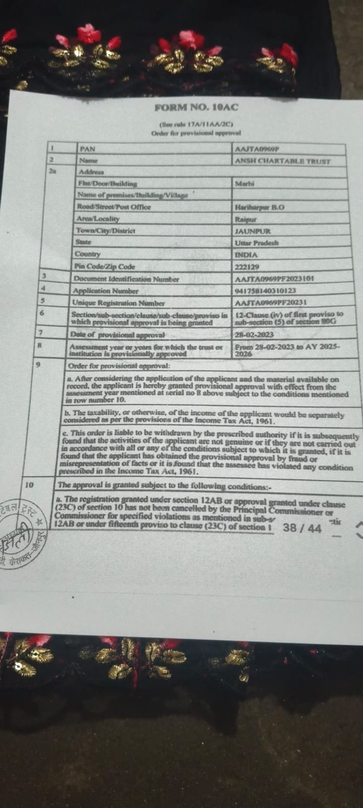 Income Tax 80G Certificate
